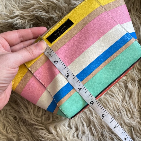 Kate Spade colorful pastel stripe small makeup travel bag - Picture 8 of 10